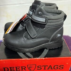 Deer Stags Kids Marker waterproof Black work Boots Size 2 thinsulate lined